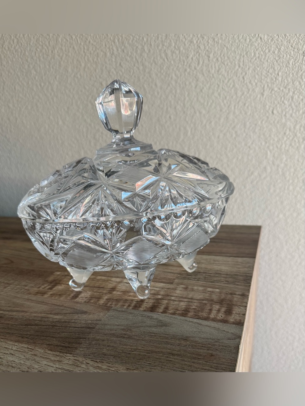 Beautiful vintage glass tray with lid